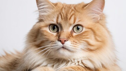Obraz premium Portrait of Cream siberian cat on grey background