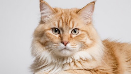 Obraz premium Portrait of Cream siberian cat on grey background