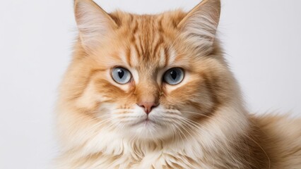 Obraz premium Portrait of Cream siberian cat on grey background
