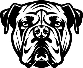 Bull dog face outline. Black vector illustration. Animal silhouette