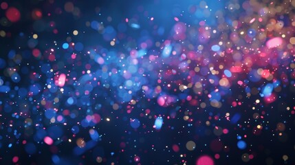 Vibrant Neon Fireworks and Confetti on a Midnight Blue Sky for Festive New Year's Celebrations