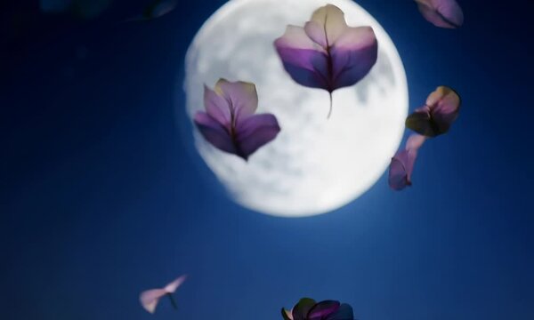 moon with flower patel background