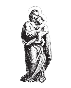 saint joseph holding baby jesus clip art preview