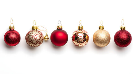 Obraz premium christmas red and gold decorations and balls isolated on white background