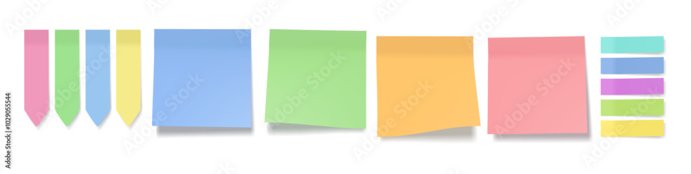 Poster post note sticker set isolated on white. paper sticky tape with shadow. vector illustration of offic