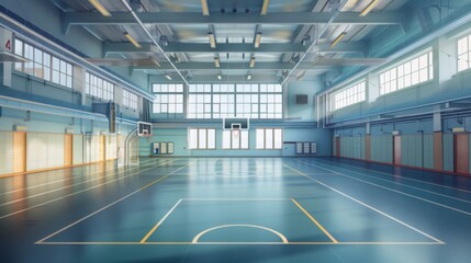 Bright Indoor Sports Hall with Clean Background