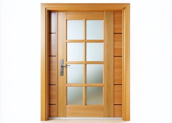 Modern Light Wooden Apartment Door with Transparent Windows for Interior Design Projects