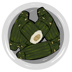 Lemper ayam Indonesian traditional food Illustration
