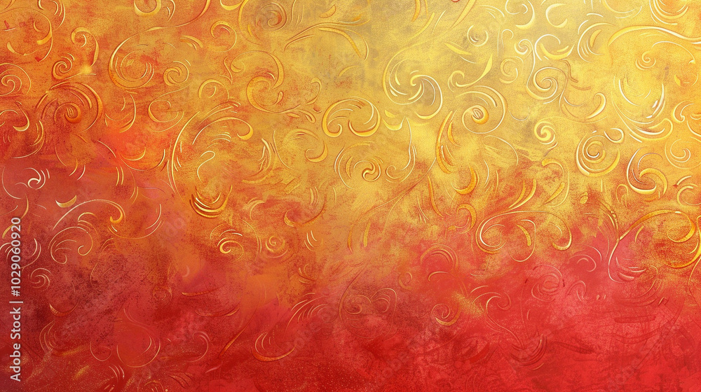 Wall mural a vibrant red-to-yellow gradient with swirling patterns and a subtle grainy finish.