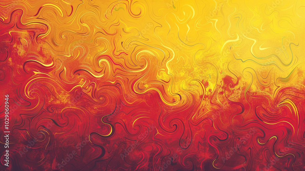 Wall mural a vibrant red-to-yellow gradient with swirling patterns and a subtle grainy finish.