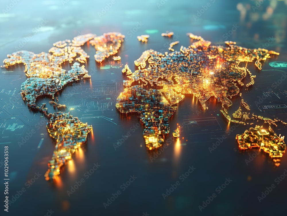 Aufkleber global map with supply and demand dynamics