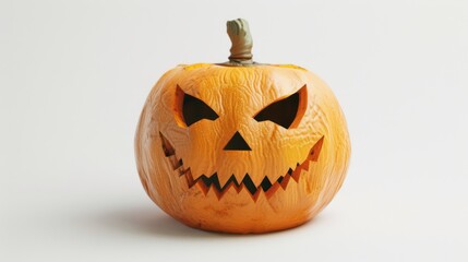 A Carved Jack-O'-Lantern Pumpkin with a Scary Face