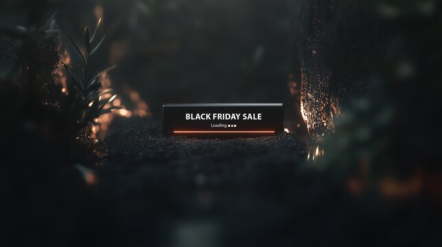 Sleek Black Friday sale banner with a glowing loading bar set against a dark, modern background. Neon accents and elegant design highlight the seasonal promotion.