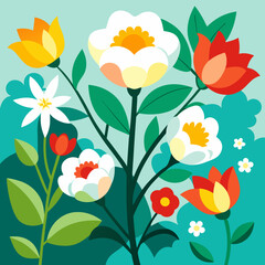 Fototapeta premium Vintage seamless floral pattern. Liberty style background of small golden orange flowers. Small flowers scattered over a white background. Stock vector for printing on surfaces. Realistic flowers.