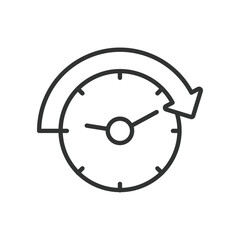 Overtime, in line design. Overtime, extra hours, work late, time extension, additional work, overworking, time management on white background vector. Overtime editable stroke icon