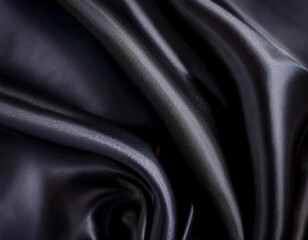 Obraz premium Abstract texture of natural black or dark gray color fabric as concept background. Fabric texture of natural cotton or linen, silk or satin, wool or jersey textile material. Luxurious dark background.
