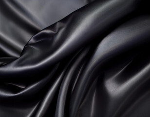 Obraz premium Abstract texture of natural black or dark gray color fabric as concept background. Fabric texture of natural cotton or linen, silk or satin, wool or jersey textile material. Luxurious dark background.