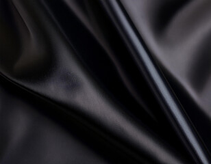 Fototapeta premium Abstract texture of natural black or dark gray color fabric as concept background. Fabric texture of natural cotton or linen, silk or satin, wool or jersey textile material. Luxurious dark background.