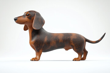 Cute Dachshund: A Dachshund standing with its long body stretched out against a white background