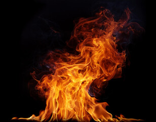 Flame Flame Texture For Strange Shape Fire Background Flame meat that is burned from the stove or from cooking. danger feeling abstract black background Suitable for banners or advertisements.