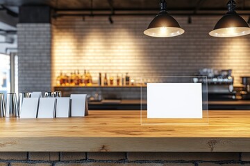 Modern Bar Interior with Blank Signage for Display