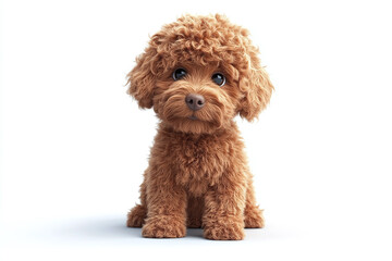 Cute Poodle: A Poodle with its curly coat sitting gracefully against a white background