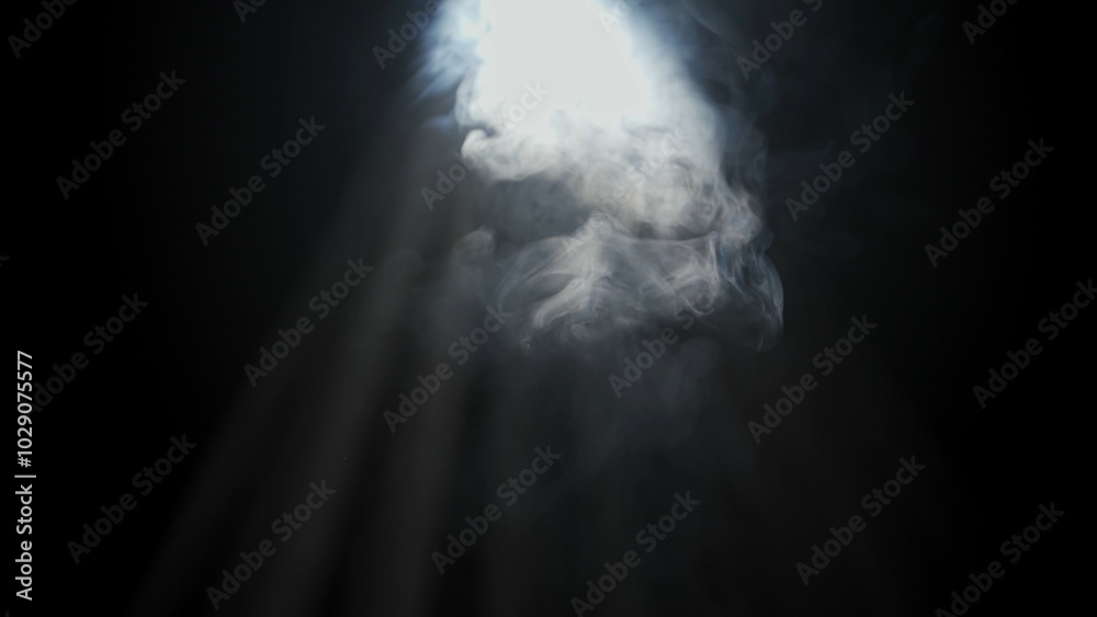 Wall mural soft diffused rays of light cut through the hazy darkness.