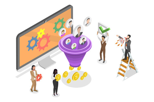 3D Isometric Flat  Illustration of Monetization Tips, Lead Generation