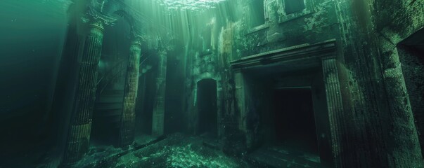 Enigmatic submerged chamber, 4K hyperrealistic photo