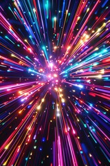 Obraz premium Vibrant Neon Fireworks Display for New Year's Celebration Design and Holiday Cards