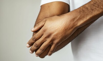 Fototapeta premium Close up of man's hands and arm.