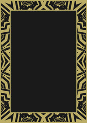 Golden ornamental frame A4 with vintage pattern. Version 10. Vector illustration