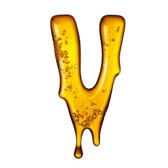 Letter V made of melted honey