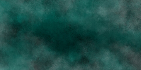 Green background with elegant vintage texture. Smoke in the dark. Abstract watercolor background with splashes. abstract cloud and vapor texture background. Teal color powder explosion .