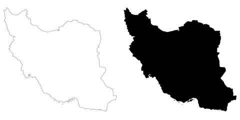 Iran administrative map, Iran outline and states map set - illustration version