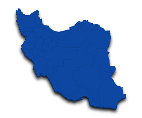 3d Map of Iran country with color. middle East, ir, Iran country map