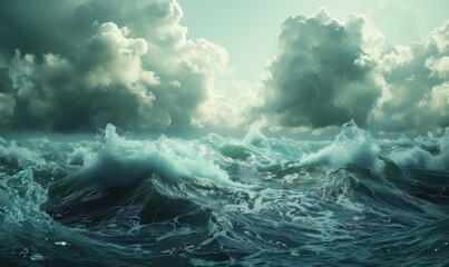 Powerful storm over the ocean, 4K hyperrealistic photo