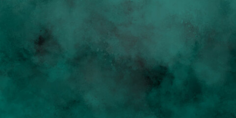 Green background with elegant vintage texture. Smoke in the dark. Abstract watercolor background with splashes. abstract cloud and vapor texture background. Teal color powder explosion .