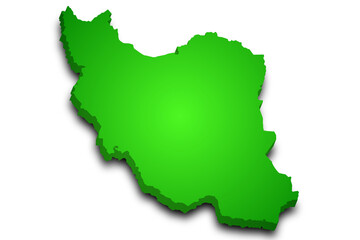 3d Map of Iran country with color. middle East, ir, Iran country map