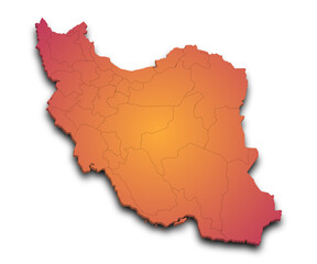 3d Map of Iran country with color. middle East, ir, Iran country map