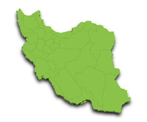 3d Map of Iran country with color. middle East, ir, Iran country map