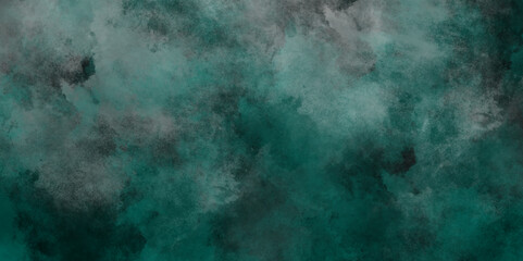 Green background with elegant vintage texture. Smoke in the dark. Abstract watercolor background with splashes. abstract cloud and vapor texture background. Teal color powder explosion .