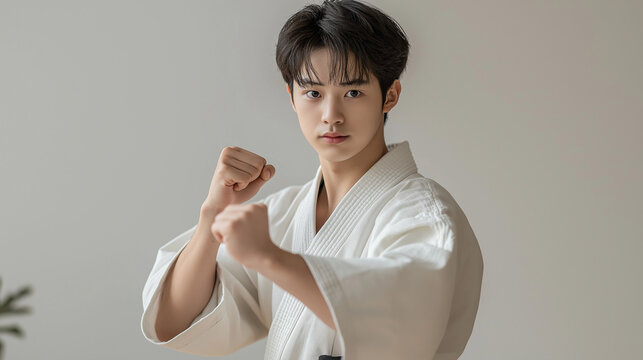  格闘技家　日本人 侍 青年 空手家 武術家 柔道家 極真空手 型  KARATE JUDO DOUGI NINJA