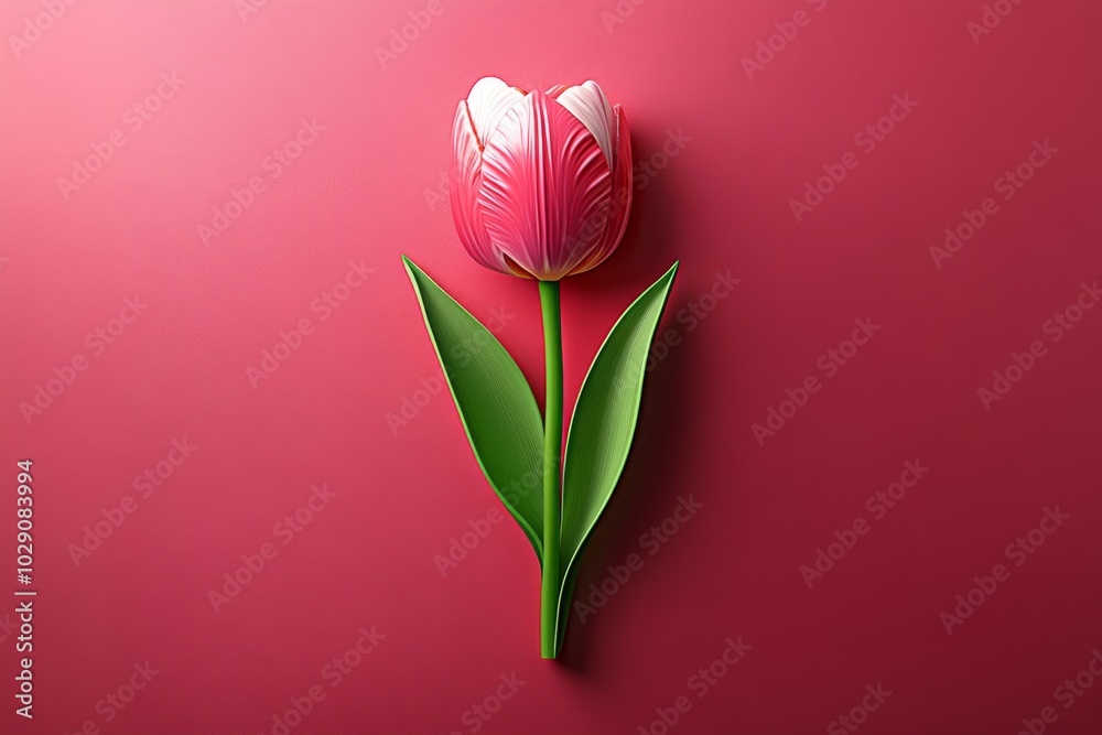 Aufkleber minimalist illustration of a single tulip, with clean lines and soft pastel colors, representing the