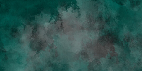 Obraz premium Green background with elegant vintage texture. Smoke in the dark. Abstract watercolor background with splashes. abstract cloud and vapor texture background. Teal color powder explosion .