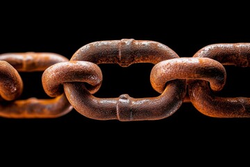 Fototapeta premium Minimalist silhouette of a rusted metal chain, with just the outline of the decayed links, capturing the strength and fragility of old metal in a simple, clean form