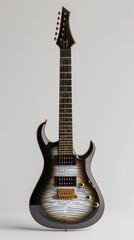 Obraz premium Modern electric guitar, white background, 4K hyperrealistic photo