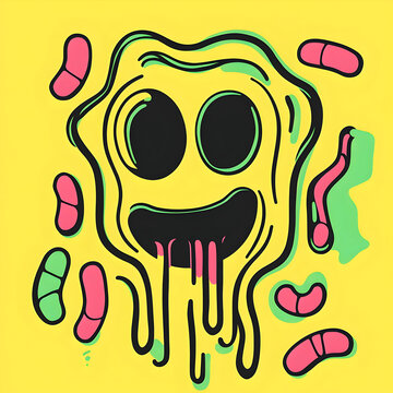 recommend clip art: Smiling Gooey Character with Colorful Drool