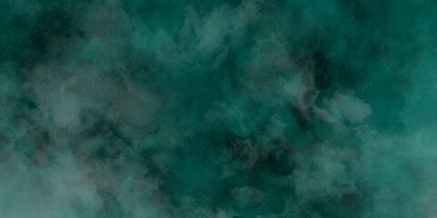 Green background with elegant vintage texture. Smoke in the dark. Abstract watercolor background with splashes. abstract cloud and vapor texture background. Teal color powder explosion .