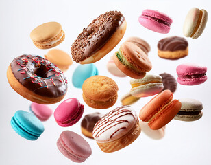 dessert, candy and cookies on a white background